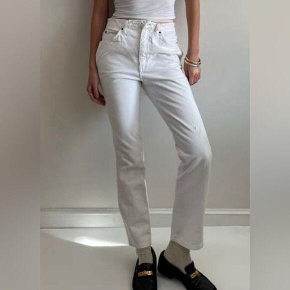 NWT EDWIN Women’s Jeans Anthropologie Anderson Ankle Ivory White - Size 27 - Picture 5 of 11